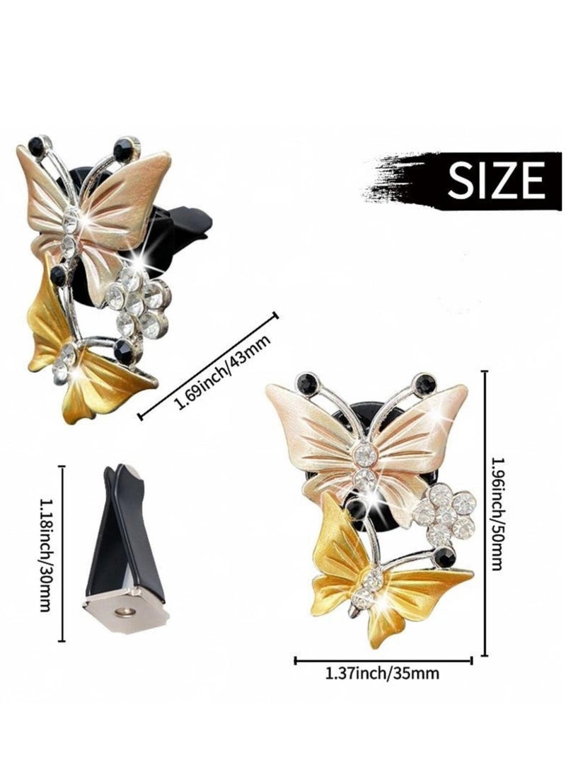 SYOSI Creative Dual Butterfly Car Perfume Clip Car Air Fresheners Vent Clips Women Cute Rhinestone Butterfly Vent Trim Sparkly Car Aroma Diffuser Stone Decoration Accessories, Gray - Image 3