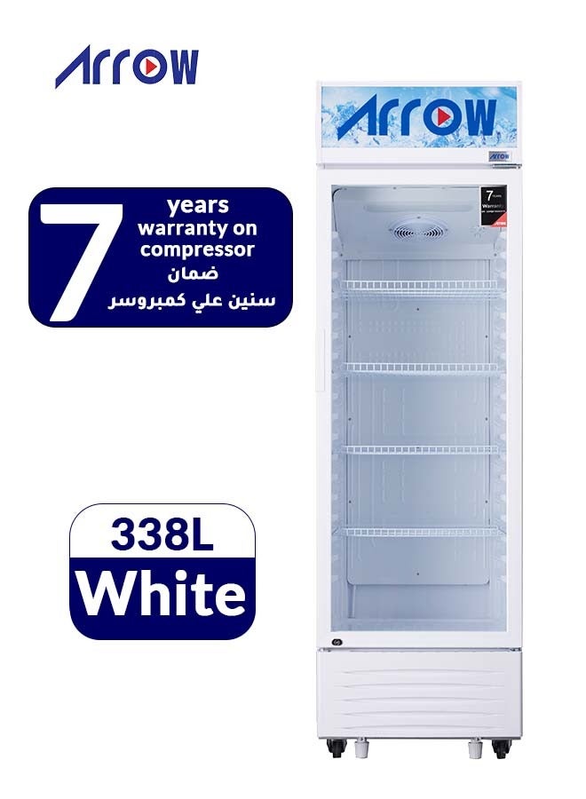 Arrow 338L Display Refrigerator, 11.9 Cubic Feet, Manual Defrost, Mechanical Control, 4 Wire Shelves, Inner Light, White Interior, Max Noise Level 42dB | Model Name: RO-350SCK - Image 1