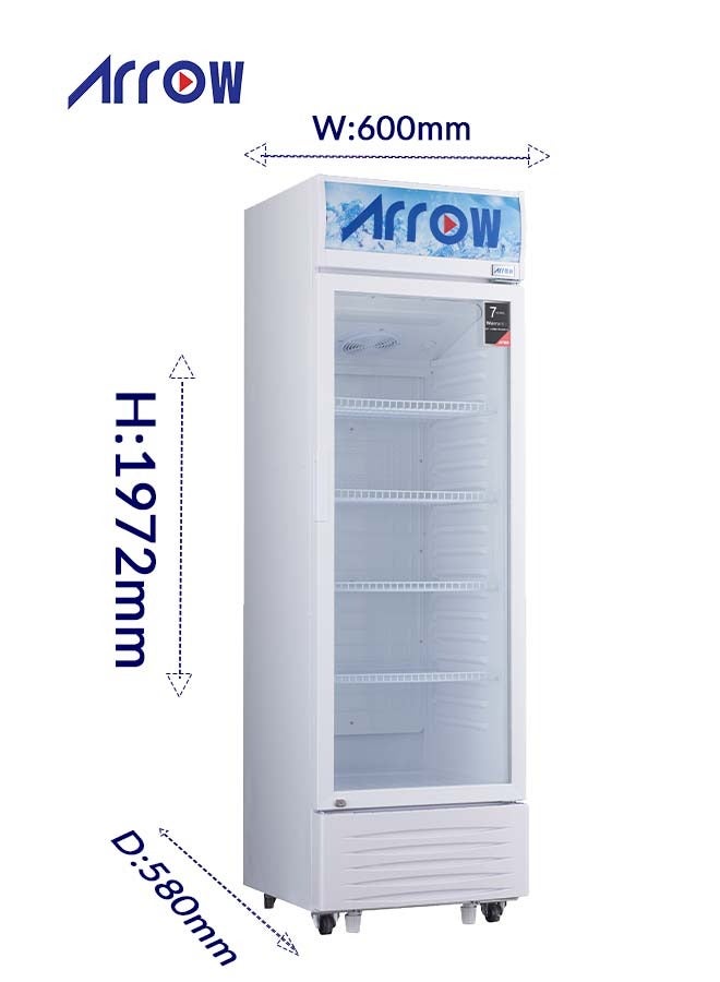 Arrow 338L Display Refrigerator, 11.9 Cubic Feet, Manual Defrost, Mechanical Control, 4 Wire Shelves, Inner Light, White Interior, Max Noise Level 42dB | Model Name: RO-350SCK - Image 5