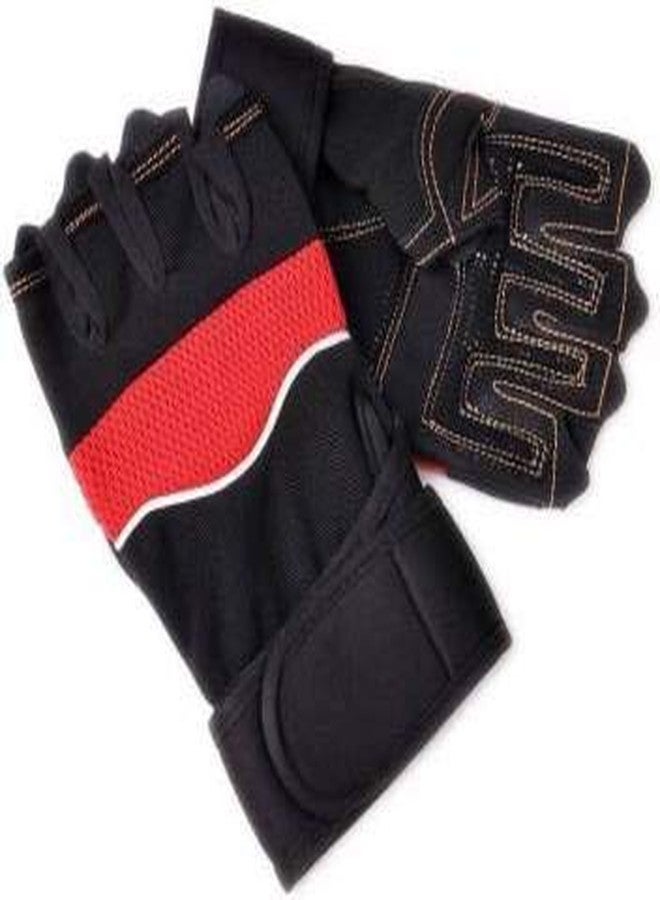 ZaySoo Weight Lifting Gym Gloves Gym & Fitness Half Gloves (Black, Red) - Image 4