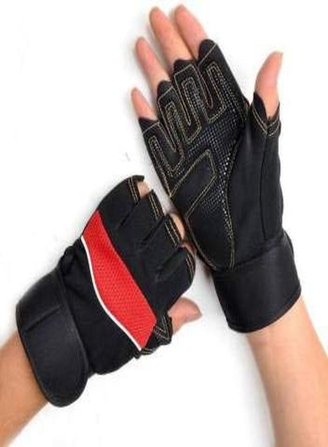 ZaySoo Weight Lifting Gym Gloves Gym & Fitness Half Gloves (Black, Red) - Image 3