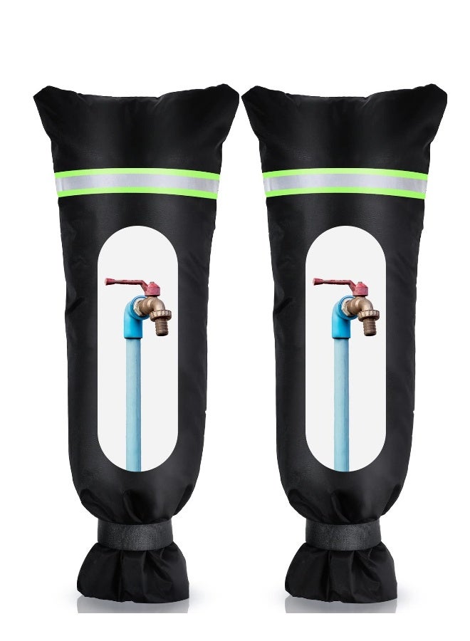 Outdoor Faucet Cover Waterproof Insulated Faucet Freeze Protections Socks for Winter with Reflective Strip Reusable for Garden Lawn Faucets and Yard Hydrant 20x7.9 Inch(2 Pieces)