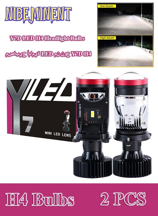 NIBEMINENT Y7D H4 Headlight Blubs with Projector Lens Canbus Hi/Lo Beam,100W 30,000LM Extremely Bright 6000K White with Clear Cut Off Line,H4/9003/ HB2 Mini Hyperboloid Matrix Projector Lens Retrofit Kit - Image 1