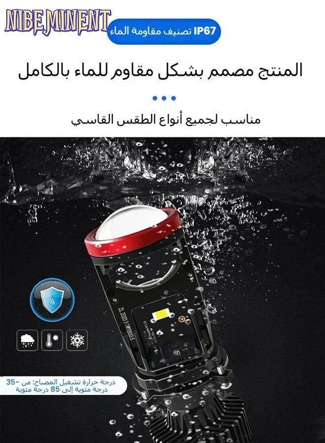 NIBEMINENT Y7D H4 Headlight Blubs with Projector Lens Canbus Hi/Lo Beam,100W 30,000LM Extremely Bright 6000K White with Clear Cut Off Line,H4/9003/ HB2 Mini Hyperboloid Matrix Projector Lens Retrofit Kit - Image 4