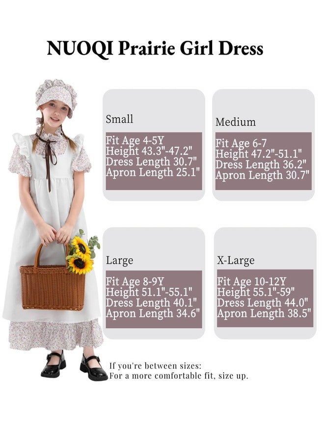Nuoqi Prairie Dress Girls Pioneer Dress Long Sleeve Colonial Girl Costume with Apron Pink, 6-7 - Image 4