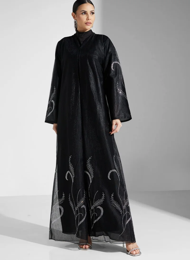 hayas closet Embellished Flared Sleeve Abaya