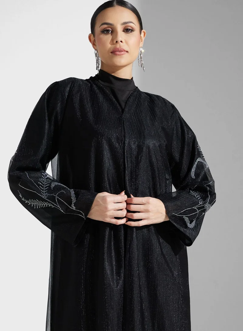 hayas closet Embellished Flared Sleeve Abaya