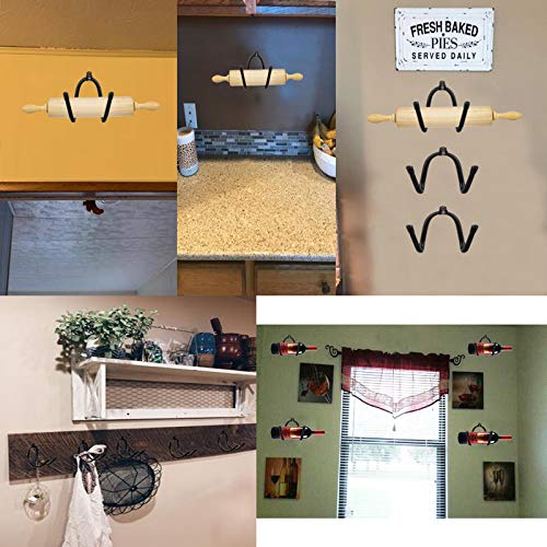 Pmsanzay Rolling Pin Holder Rolling Pin Display Rack Rolling Pin Storage Rolling Pin Display Rack – Wall Mount Bottle Storage Organizer – Hardware Included - Rustic Home Decor Colonial Wall Décor - No Rolling - Image 2