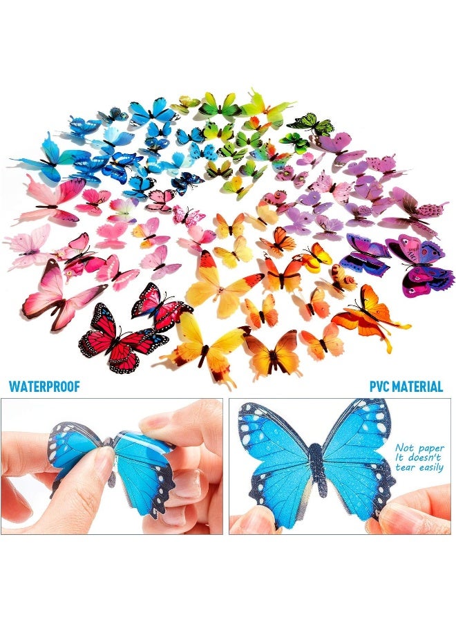 ZAUGONTW 120 Pieces 3D Colorful Butterfly Wall Stickers Butterfly Wall Decals Removable Butterflies Diy Art Decor Crafts For Party Offices Bedroom Room Sticker Set - Image 5