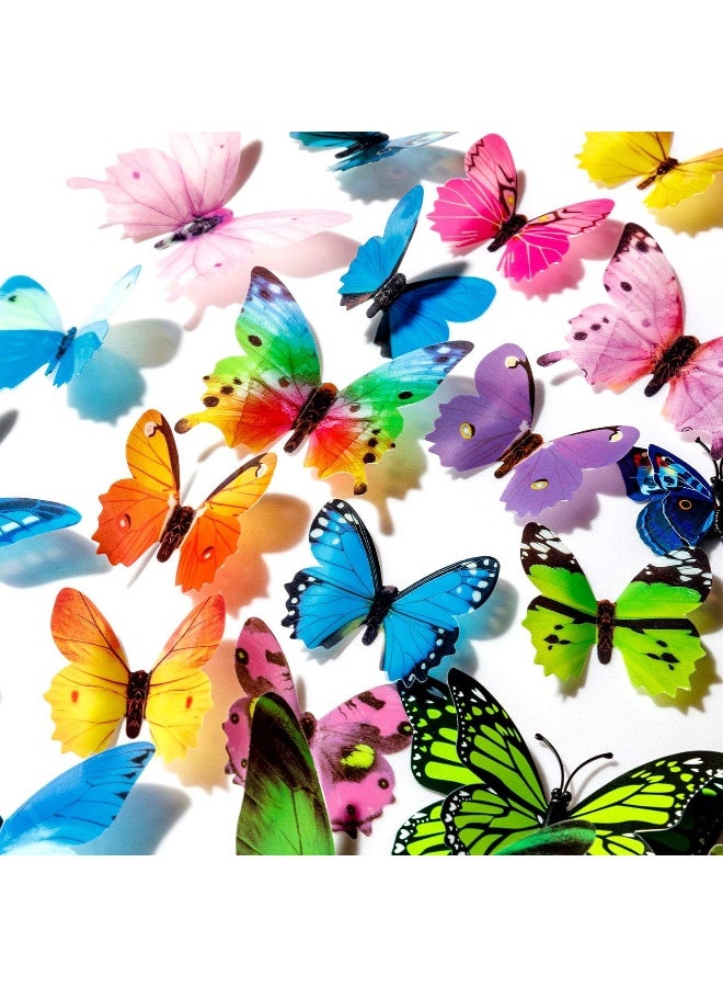 ZAUGONTW 120 Pieces 3D Colorful Butterfly Wall Stickers Butterfly Wall Decals Removable Butterflies Diy Art Decor Crafts For Party Offices Bedroom Room Sticker Set - Image 3