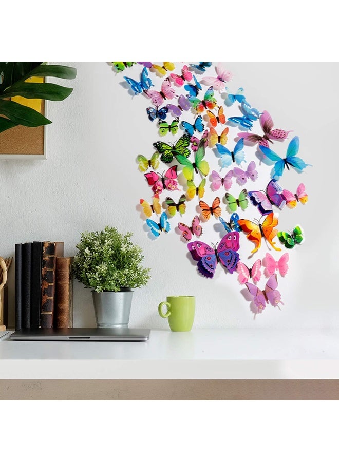 ZAUGONTW 120 Pieces 3D Colorful Butterfly Wall Stickers Butterfly Wall Decals Removable Butterflies Diy Art Decor Crafts For Party Offices Bedroom Room Sticker Set - Image 4