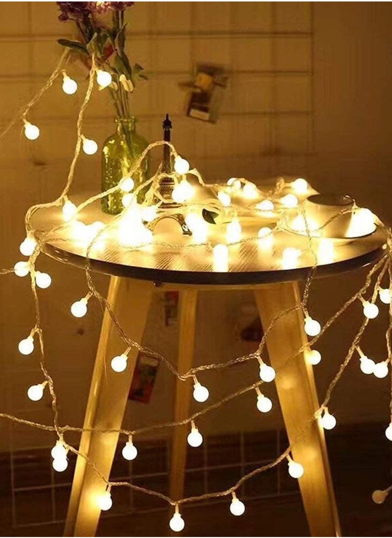 Home Care Charming Warm White LED Sphere String Lights - Battery Operated, Versatile Indoor Fairy Lights for Christmas, Weddings, Parties & More - Durable, Energy-Efficient with On/Off for Switch, Transparent Wire, Available in 1.5m/3.0m/6.0m Lengths (Batteries Not Included),  - Image 1
