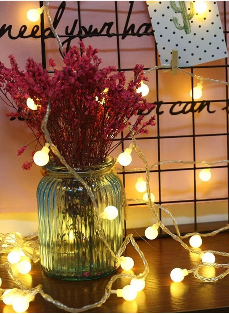 Home Care Charming Warm White LED Sphere String Lights - Battery Operated, Versatile Indoor Fairy Lights for Christmas, Weddings, Parties & More - Durable, Energy-Efficient with On/Off for Switch, Transparent Wire, Available in 1.5m/3.0m/6.0m Lengths (Batteries Not Included),  - Image 3