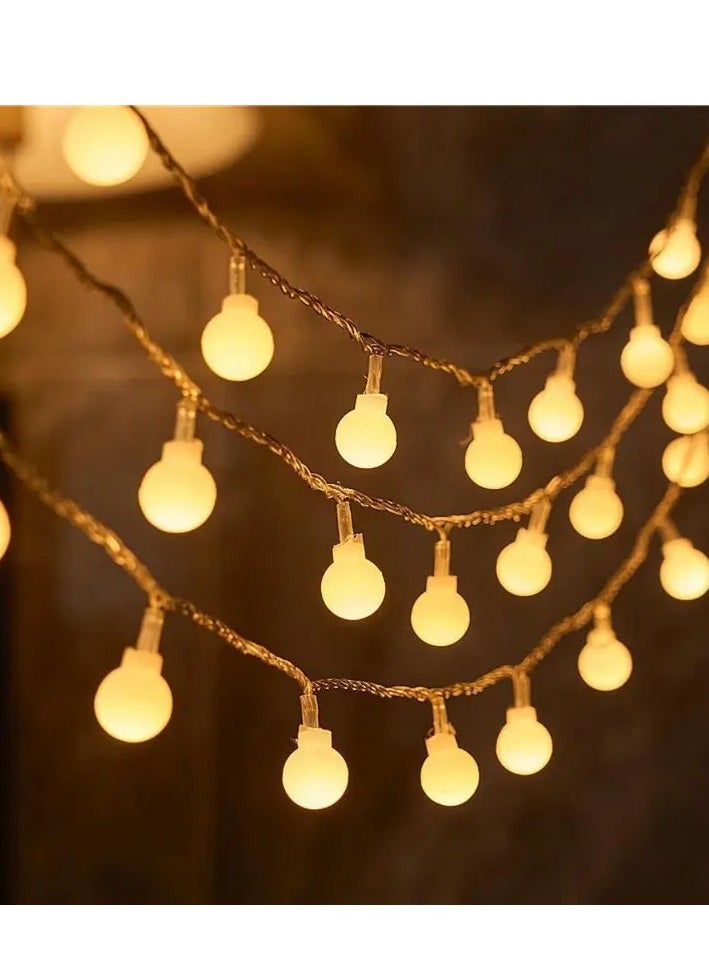 Home Care - Charming Warm White LED Sphere String Lights - Battery Operated, Versatile Indoor Fairy Lights for Christmas, Weddings, Parties & More - Durable, Energy-Efficient with On/Off for Switch, Transparent Wire, Available in 1.5m/3.0m/6.0m Lengths (Batteries Not Included), - Image 1