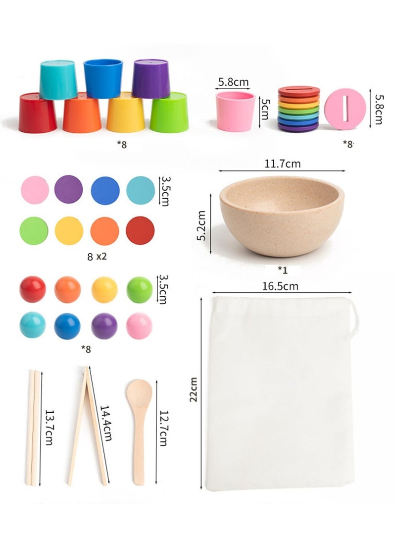 Bebiland - Wooden Shape Sorter Color Matching Toys, Montessori Toys, Learning Sorting Toys Fine Motor Skill Toys, Early Toddlers Educational Matching and Counting Toy(8 Colors) - Image 1