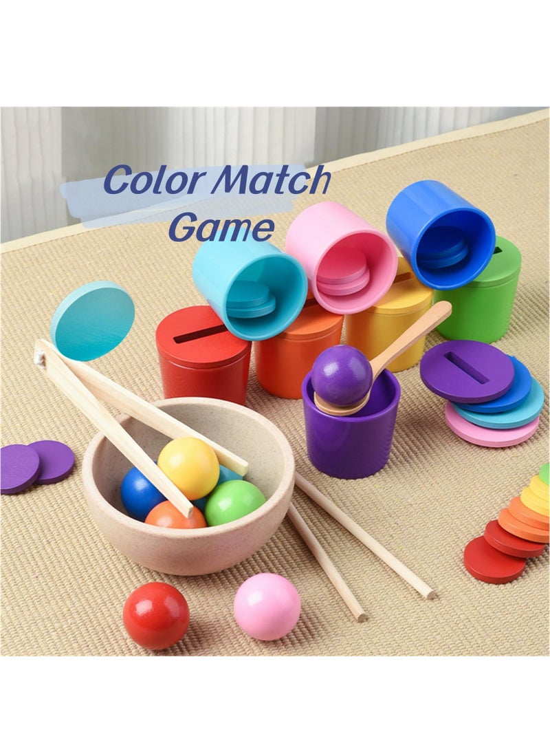 Bebiland - Wooden Shape Sorter Color Matching Toys, Montessori Toys, Learning Sorting Toys Fine Motor Skill Toys, Early Toddlers Educational Matching and Counting Toy(8 Colors) - Image 1