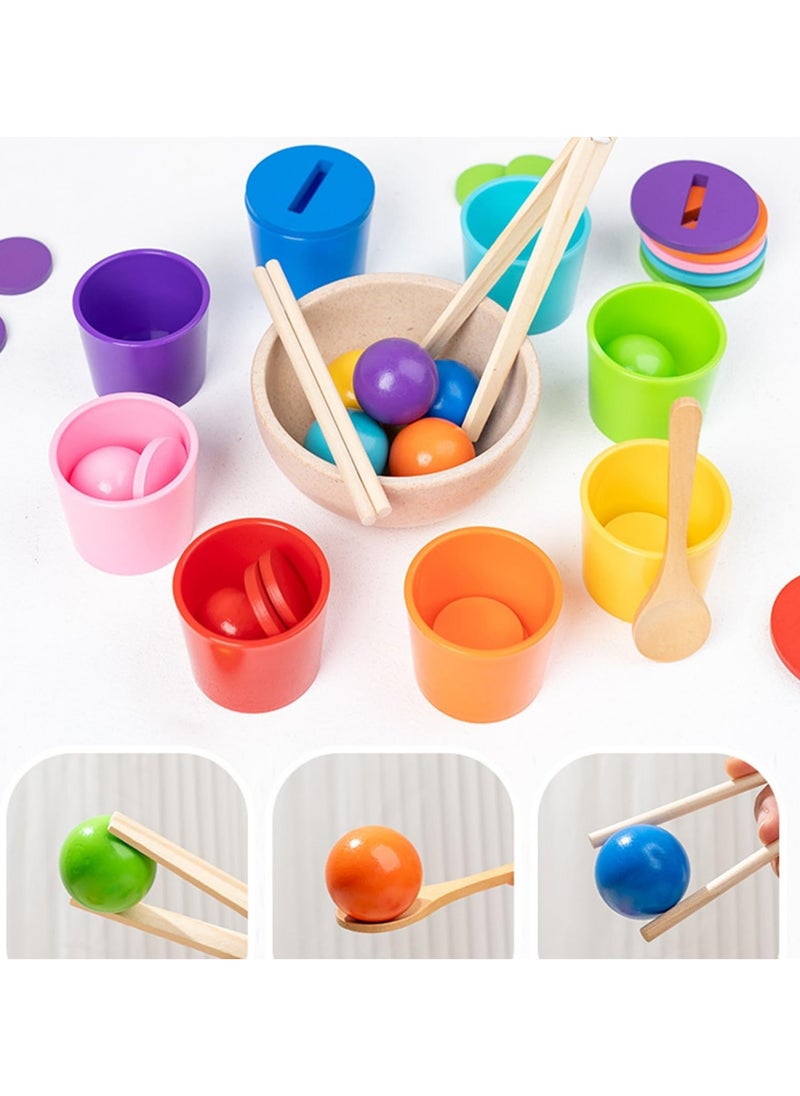 Bebiland - Wooden Shape Sorter Color Matching Toys, Montessori Toys, Learning Sorting Toys Fine Motor Skill Toys, Early Toddlers Educational Matching and Counting Toy(8 Colors) - Image 1