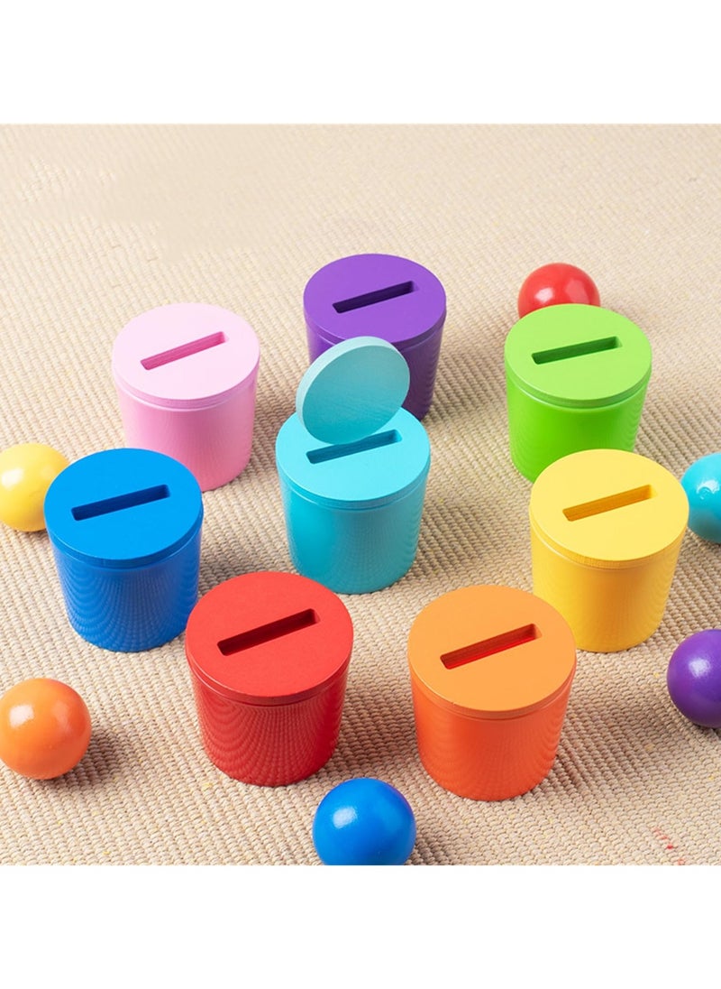 Bebiland - Wooden Shape Sorter Color Matching Toys, Montessori Toys, Learning Sorting Toys Fine Motor Skill Toys, Early Toddlers Educational Matching and Counting Toy(8 Colors) - Image 1
