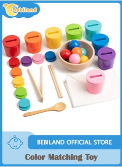 Wooden Shape Sorter Color Matching Toys, Montessori Toys, Learning Sorting Toys Fine Motor Skill Toys, Early Toddlers Educational Matching and Counting Toy(8 Colors)