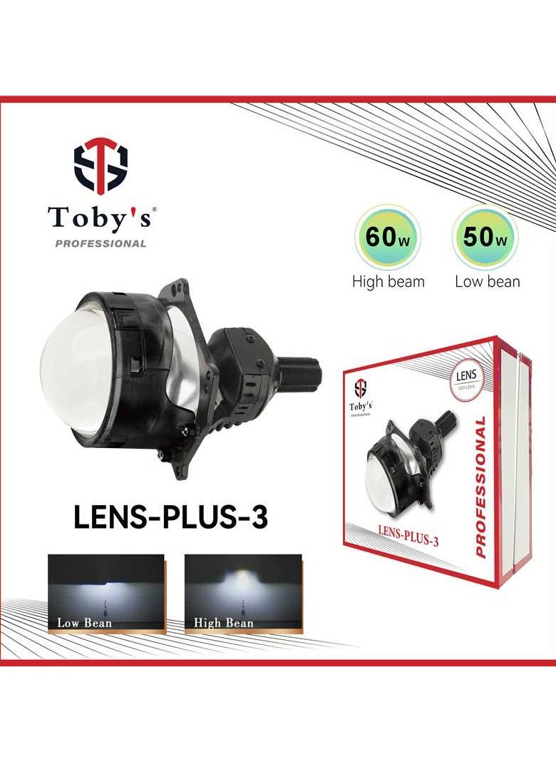 Toby's Toby's 120watts Lens Plus-3 3 Inch Bi LED Projector Lenses For Headlight  6000K Auto Lamp 30000LM Car Lights Retrofit Kits Hyperboloid Lens 