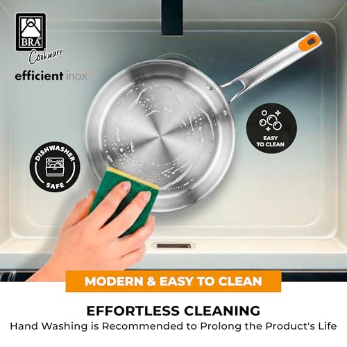 BRA COOKWARE Efficient Inox 3-Ply Frying Pan | 7.1 inches Professional Skillet | 3-Layer Stainless Steel Pan | Full Induction Frying Skillet | PFOA Free | w/o Non-Stick Coating | Polished Finish - Image 5