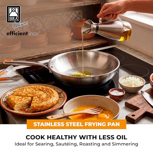 BRA COOKWARE Efficient Inox 3-Ply Frying Pan | 7.1 inches Professional Skillet | 3-Layer Stainless Steel Pan | Full Induction Frying Skillet | PFOA Free | w/o Non-Stick Coating | Polished Finish - Image 3