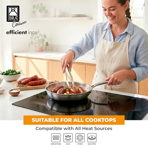 BRA COOKWARE Efficient Inox 3-Ply Frying Pan | 7.1 inches Professional Skillet | 3-Layer Stainless Steel Pan | Full Induction Frying Skillet | PFOA Free | w/o Non-Stick Coating | Polished Finish - Image 4