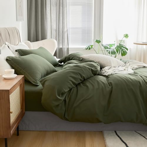 VC Life VClife Modern Camel Duvet Cover Queen Comforter Cover Sets Soft Breathable Washed Microfiber Bedding Duvet Cover Sets 3 Pieces Simple Solid Bedding Duvet Cover with Zipper Closure 90" x 90" - Image 5