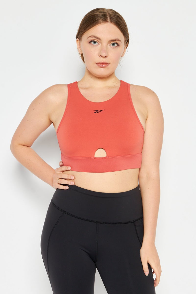 Reebok Women Padded Training Sports Bra, Coral - Image 1