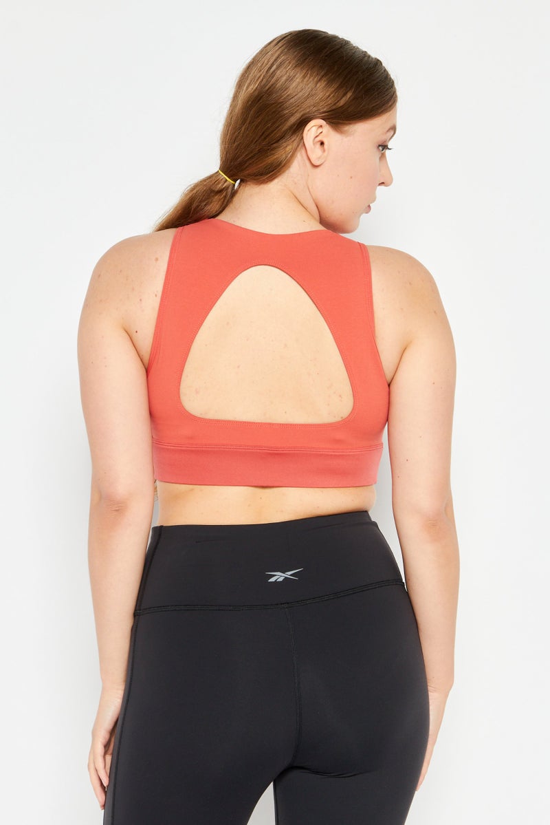 Reebok Women Padded Training Sports Bra, Coral - Image 4