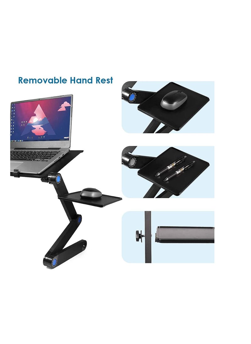 Generic Adjustable Laptop Stand with USB Large Cooling Fan, Ergonomic Cozy Desk Foldable with Mouse Platform, Aluminum Laptop Table Stand Adjustable Riser for Bed & Sofa.  - Image 3