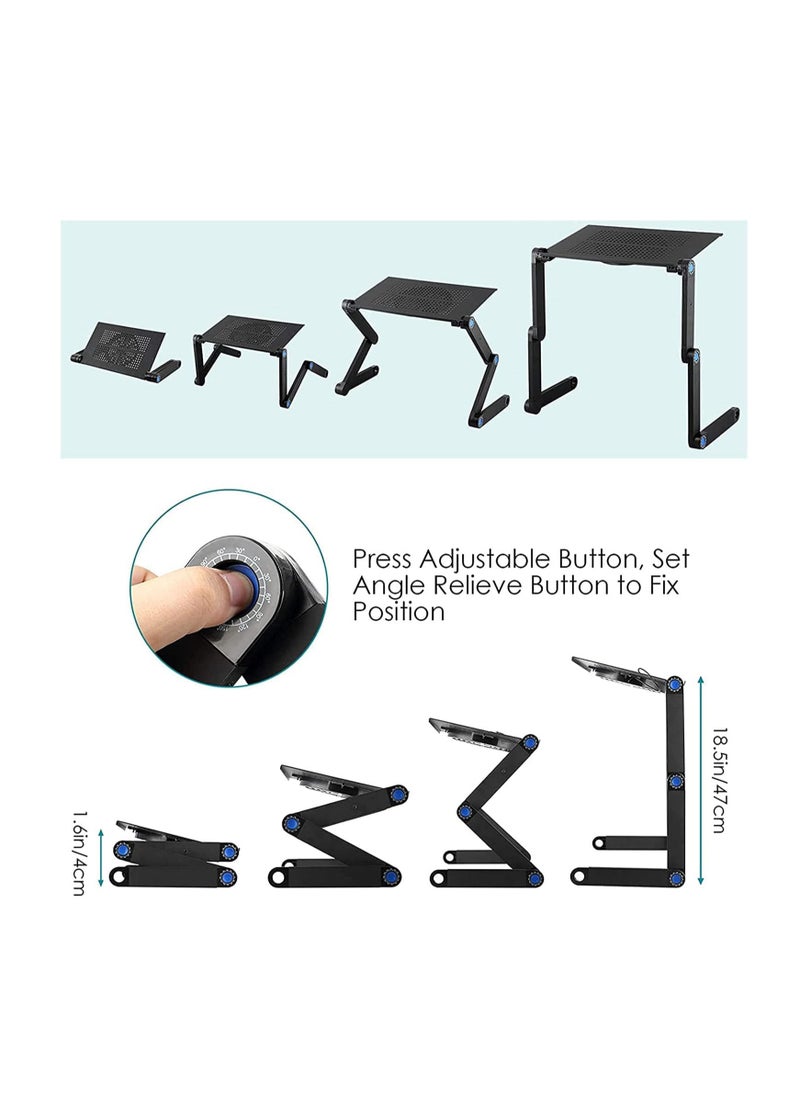 Generic Adjustable Laptop Stand with USB Large Cooling Fan, Ergonomic Cozy Desk Foldable with Mouse Platform, Aluminum Laptop Table Stand Adjustable Riser for Bed & Sofa.  - Image 2