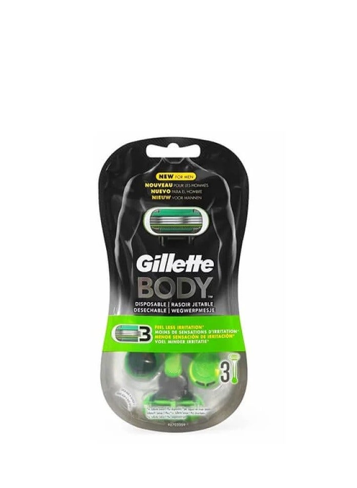 Gillette Body Men's Razor 3 Blades Green - Pack of 3 - Image 2