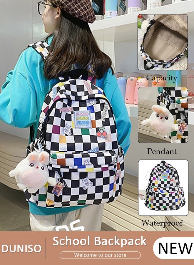 DUNISO School Backpack with Pencil Case Waterproof Book Bag with Compartments for Teen Girl Kid Students Elementary School Kids' School Bag Large Capacity - Image 1