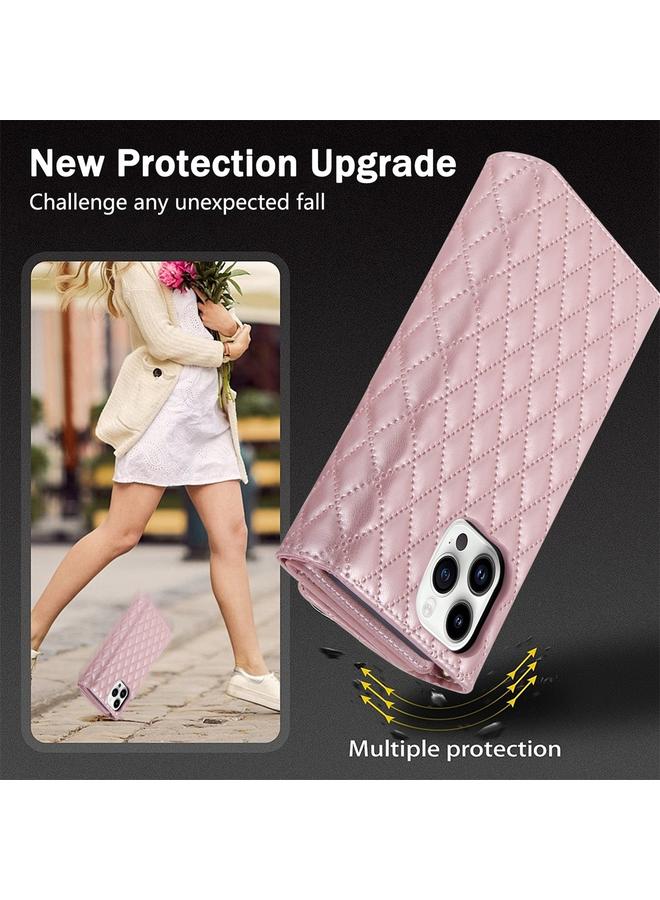 Zaboon Case For iPhone 12 / 12 Pro Zipper Multi-Card Wallet Rhombic Leather Phone Case - Image 4