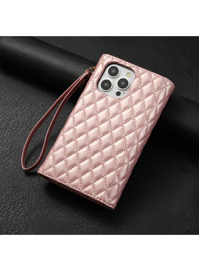 Zaboon Case For iPhone 12 / 12 Pro Zipper Multi-Card Wallet Rhombic Leather Phone Case - Image 3