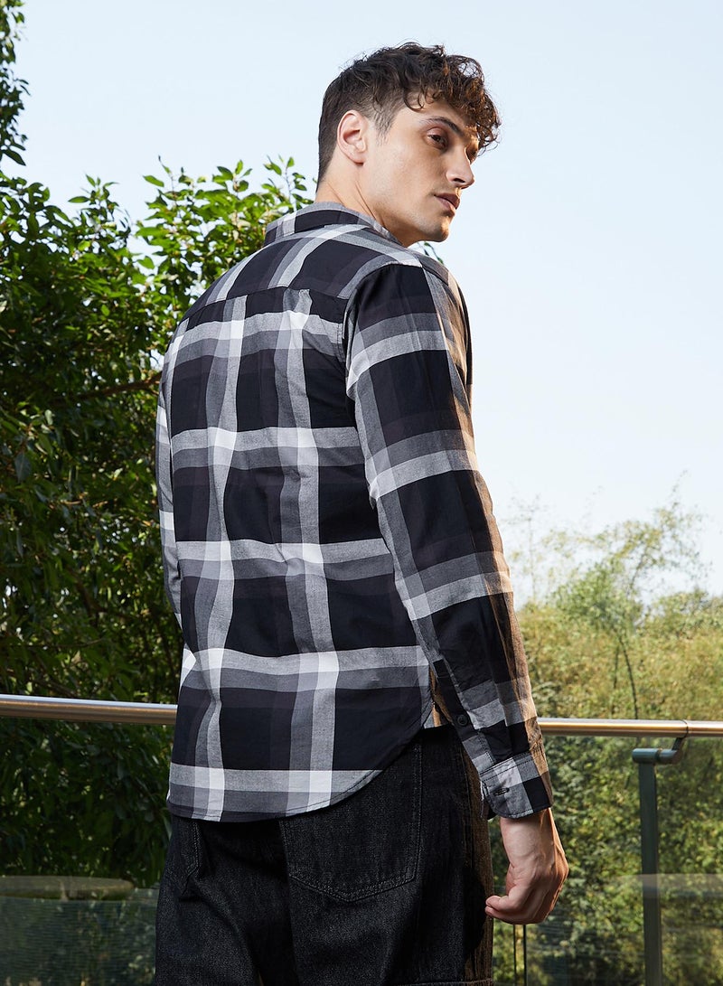 كامبوس سوترا Men's Onyx Black Pixelated-Check Relaxed Shirt  - Image 5