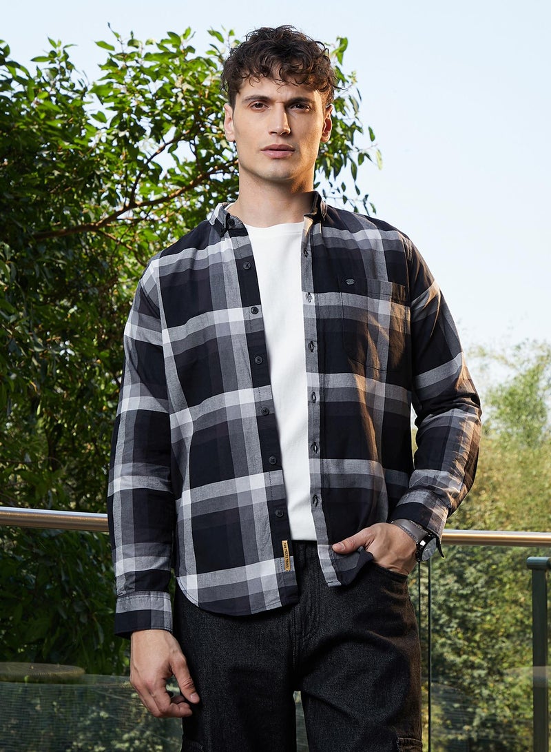 كامبوس سوترا Men's Onyx Black Pixelated-Check Relaxed Shirt  - Image 2