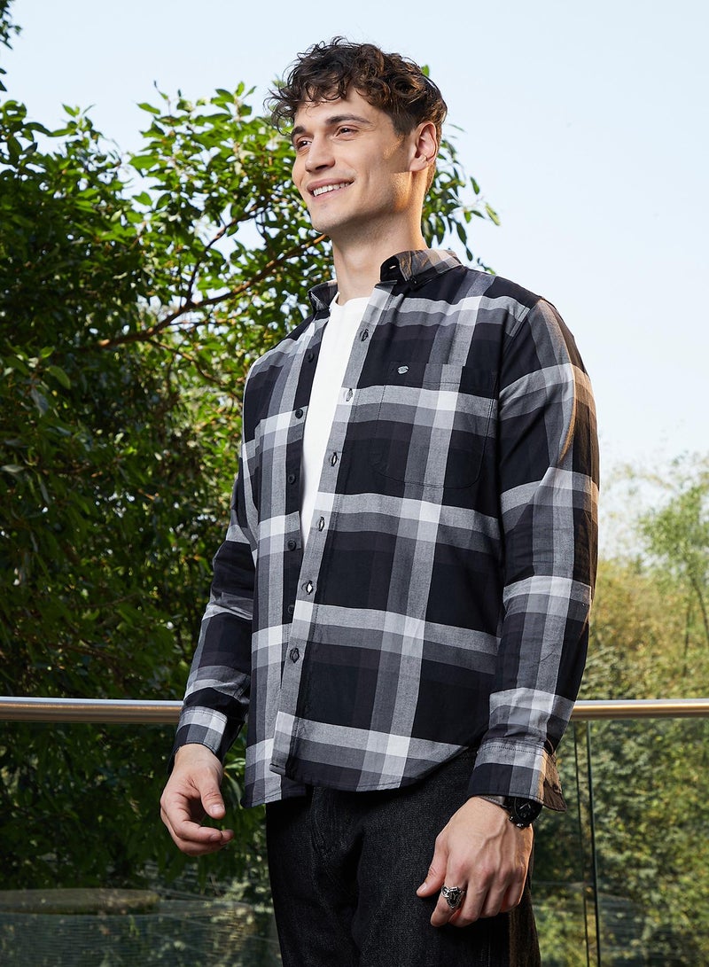 كامبوس سوترا Men's Onyx Black Pixelated-Check Relaxed Shirt  - Image 3