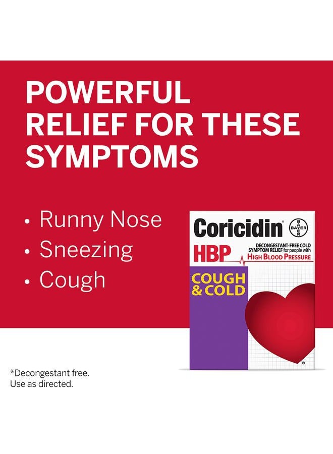 Coricidin HBP Decongestant-Free Cough and Cold Medicine - Specially Designed Relief for High Blood Pressure, Cough, Runny Nose, Sneezing and Cold Symptoms (16 Count)  - Image 2