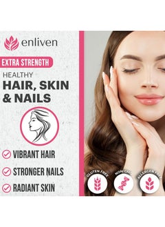 ENLIVEN Biotin Hair Skin And Nail Vitamins | Biotin Gummies 5000Mcg + For Hair Growth, Skin Care, And Stronger Nails | Berry Flavor (60 Gummies)  - Image 2