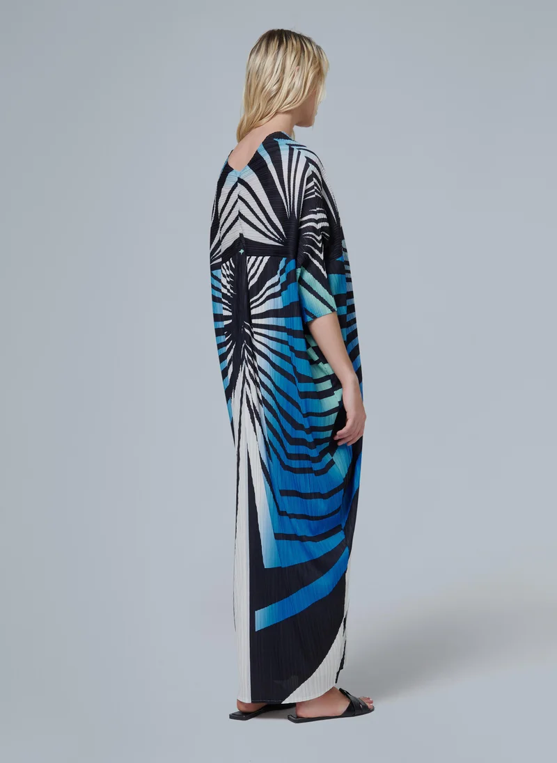 leem Graphic Print Plisse Kaftan