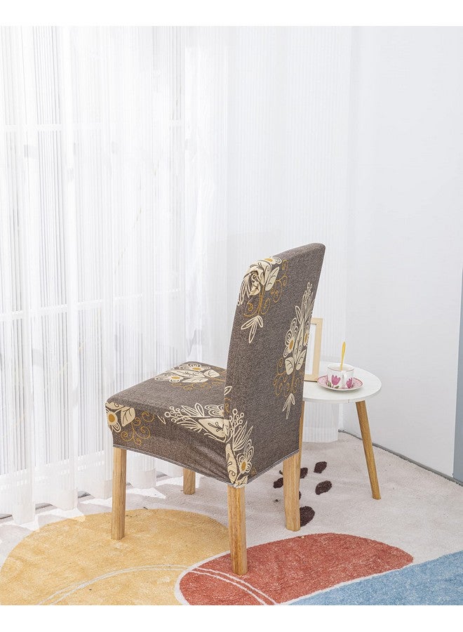 House of Quirk Elastic Chair Cover Stretch Removable Washable Short Dining Chair Cover Protector Seat Slipcover (Pack 4, Beige Brocade), Polyester - Image 5