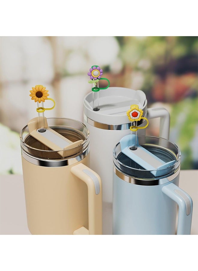 اتش واي أغطية القش قبعة الأغطية ، 6 قطع غطاء القش لكأس ستانلي ، أغطية القش سيليكون غطاء قابلة لإعادة الاستخدام الشرب القش توبر متوافق ، لملحقات أكواب ستانلي (0.4 بوصة ، زهرة) - Image 5