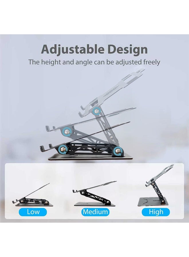 تِلْسِل حامل كمبيوتر محمول قابل للتعديل للمكتب، حامل كمبيوتر محمول معدني قابل للطي، حامل محمول للكمبيوتر المحمول، حامل تبريد تهوية لأجهزة الكمبيوتر المحمولة MacBook Air Pro، جميع أجهزة الكمبيوتر المحمولة مقاس 10-16 بوصة - (أسود) - Image 5