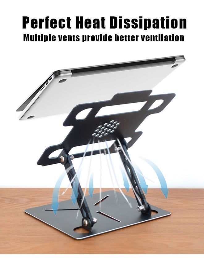 تِلْسِل حامل كمبيوتر محمول قابل للتعديل للمكتب، حامل كمبيوتر محمول معدني قابل للطي، حامل محمول للكمبيوتر المحمول، حامل تبريد تهوية لأجهزة الكمبيوتر المحمولة MacBook Air Pro، جميع أجهزة الكمبيوتر المحمولة مقاس 10-16 بوصة - (أسود) - Image 4