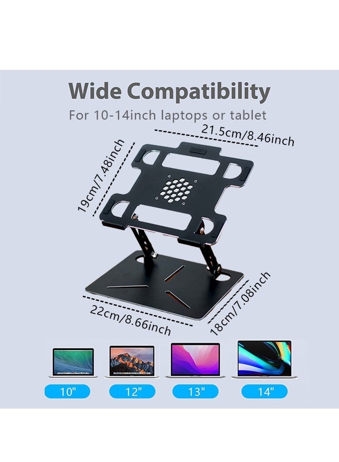 تِلْسِل حامل كمبيوتر محمول قابل للتعديل للمكتب، حامل كمبيوتر محمول معدني قابل للطي، حامل محمول للكمبيوتر المحمول، حامل تبريد تهوية لأجهزة الكمبيوتر المحمولة MacBook Air Pro، جميع أجهزة الكمبيوتر المحمولة مقاس 10-16 بوصة - (أسود) - Image 3