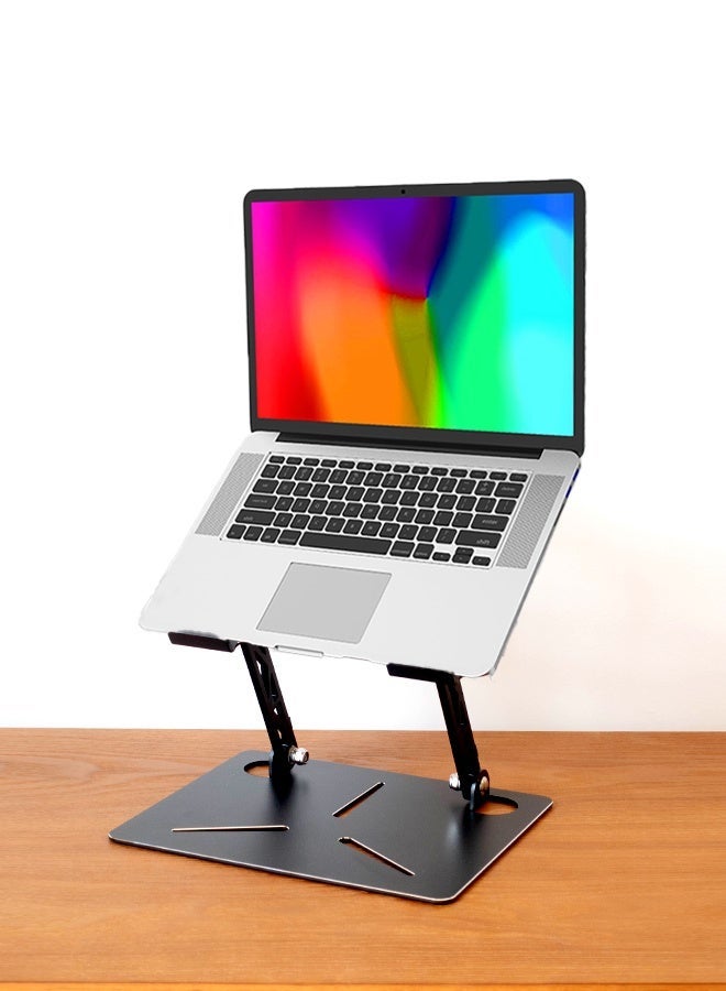 تِلْسِل حامل كمبيوتر محمول قابل للتعديل للمكتب، حامل كمبيوتر محمول معدني قابل للطي، حامل محمول للكمبيوتر المحمول، حامل تبريد تهوية لأجهزة الكمبيوتر المحمولة MacBook Air Pro، جميع أجهزة الكمبيوتر المحمولة مقاس 10-16 بوصة - (أسود) - Image 2