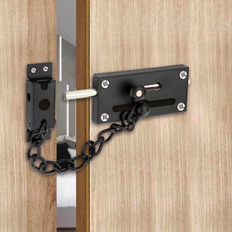Sardar DL-07 Stainless Steel Door Latch with Chain for Home Security (Black) - Image 5
