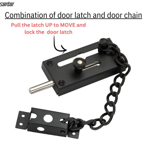 Sardar DL-07 Stainless Steel Door Latch with Chain for Home Security (Black) - Image 3